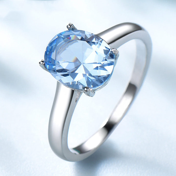 S925 Sterling Silver Blue Topaz Ring – Romantic Elegant Women’s Jewelry