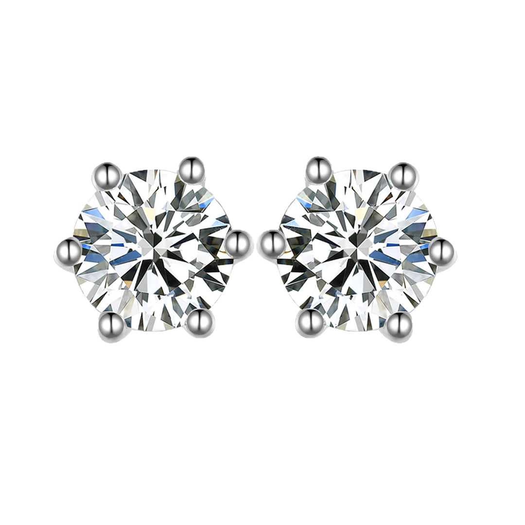 ✨ S925 Sterling Silver Six-Prong Moissanite Stud Earrings – Minimalist Modern Design ✨