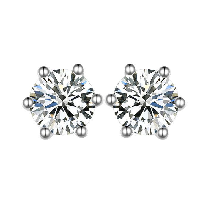 ✨ S925 Sterling Silver Six-Prong Moissanite Stud Earrings – Minimalist Modern Design ✨