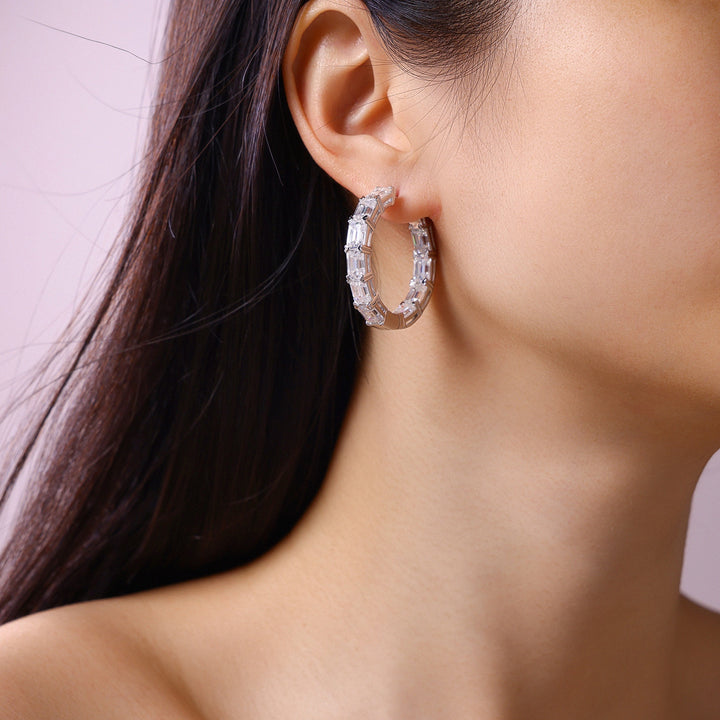 Luxury Minimalist Octagonal Moissanite Hoop Earrings