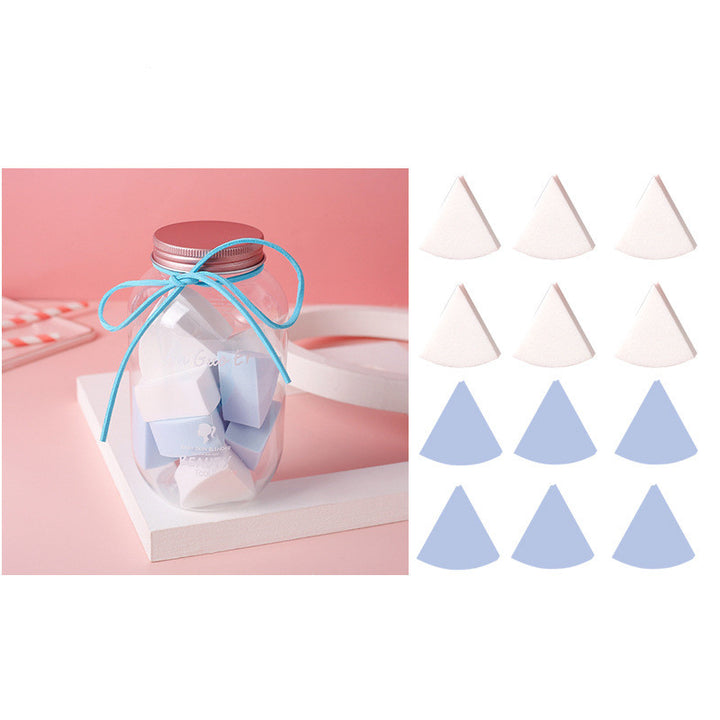 🥚💄 Makeup Egg Fan-Shaped Cushion Puff Set – 12PCS Soft Non-Latex Powder Puff Kit