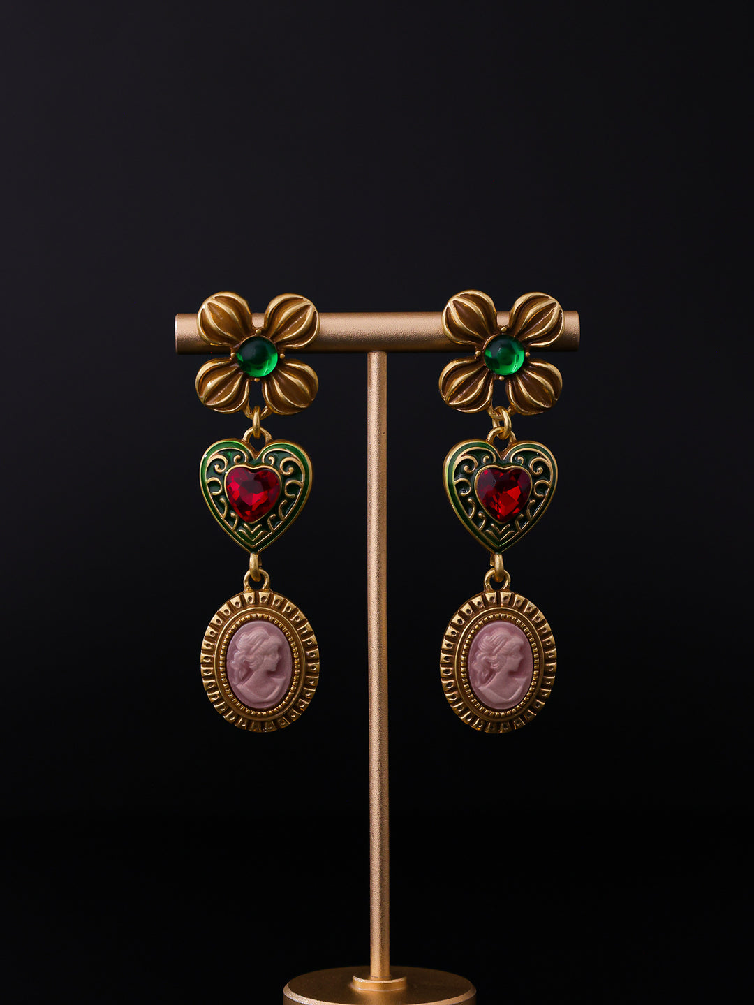 Love Portrait Retro Jewelry Set – Personalized Earrings & Necklace for Women