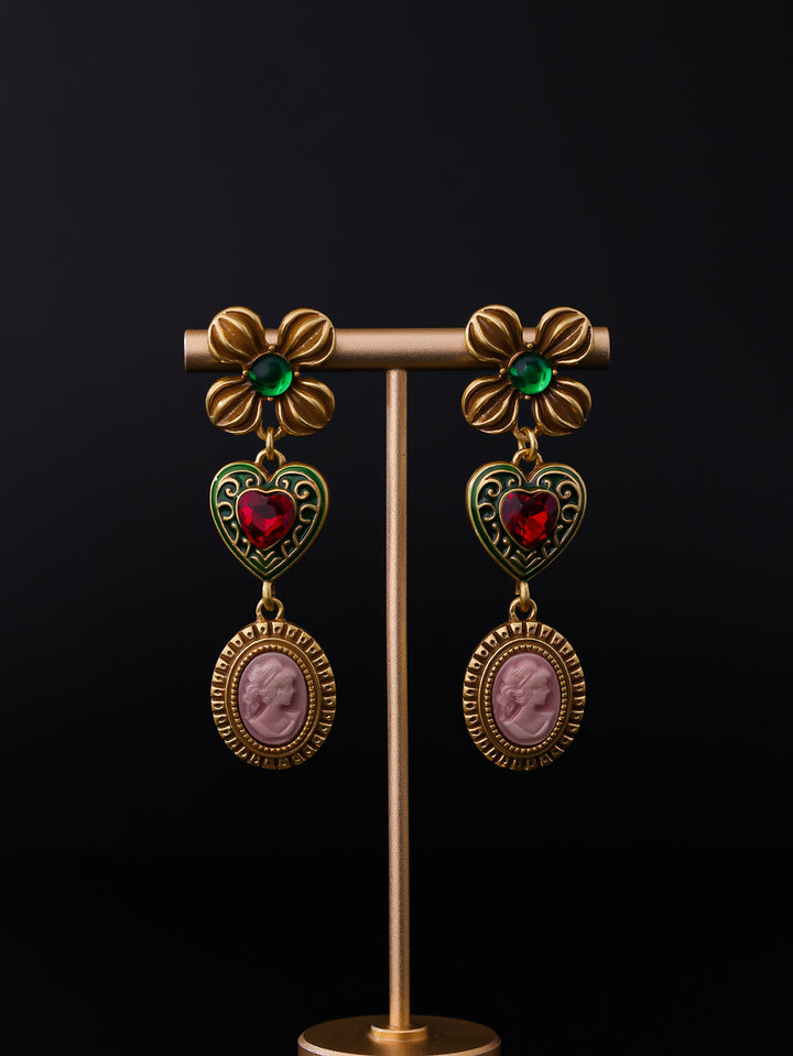 Love Portrait Retro Jewelry Set – Personalized Earrings & Necklace for Women