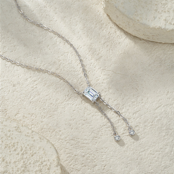 Luxury Minimalist Octagonal Moissanite Pendant Necklace – Gold-Plated S925 Silver
