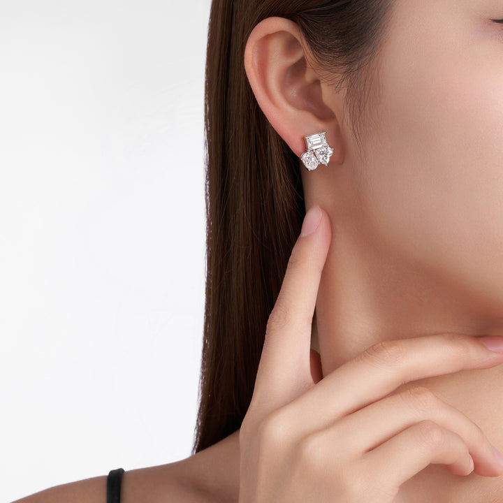 Luxury Minimalist Moissanite Stud Earrings – Platinum-Plated S925 Silver