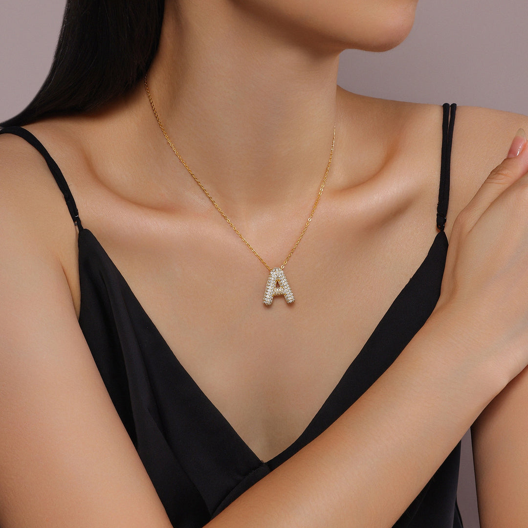 💎 Bubble Letter “S” Pendant Necklace – Gold-Plated S925 Silver with Top-quality Moissanite (5.8g) 💎