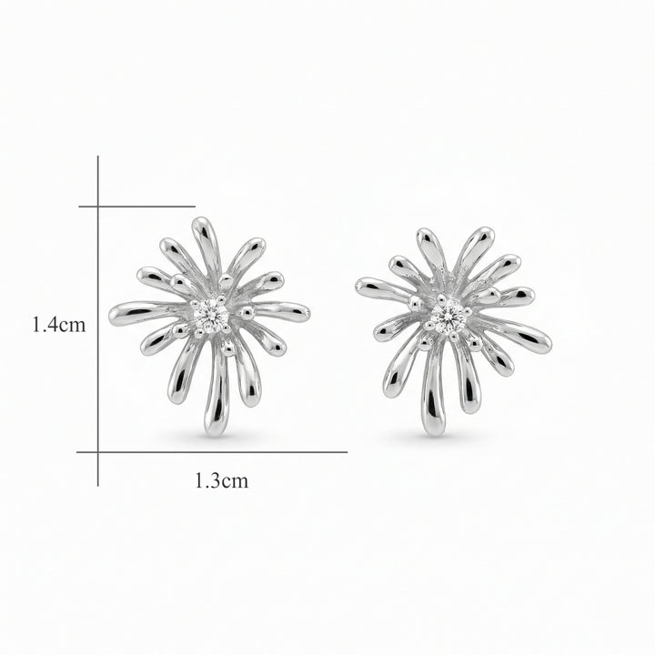 ✨ 925 Sterling Silver Elegant Sunburst Stud Earrings with Sparkling Center Stone ✨