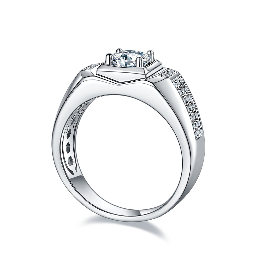 💍 Men’s 1-Carat Moissanite Ring – Platinum-Plated S925 Silver (7g, Sizes 5–9) 💍