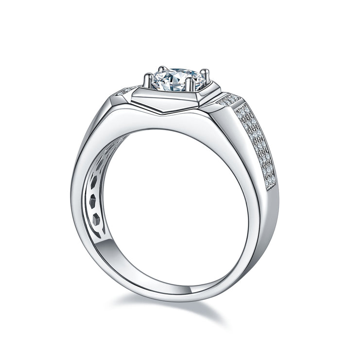 💍 Men’s 1-Carat Moissanite Ring – Platinum-Plated S925 Silver (7g, Sizes 5–9) 💍