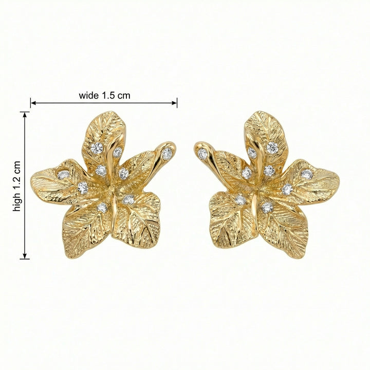 ✨ 925 Sterling Silver Textured Flower Stud Earrings with Diamond Accents ✨
