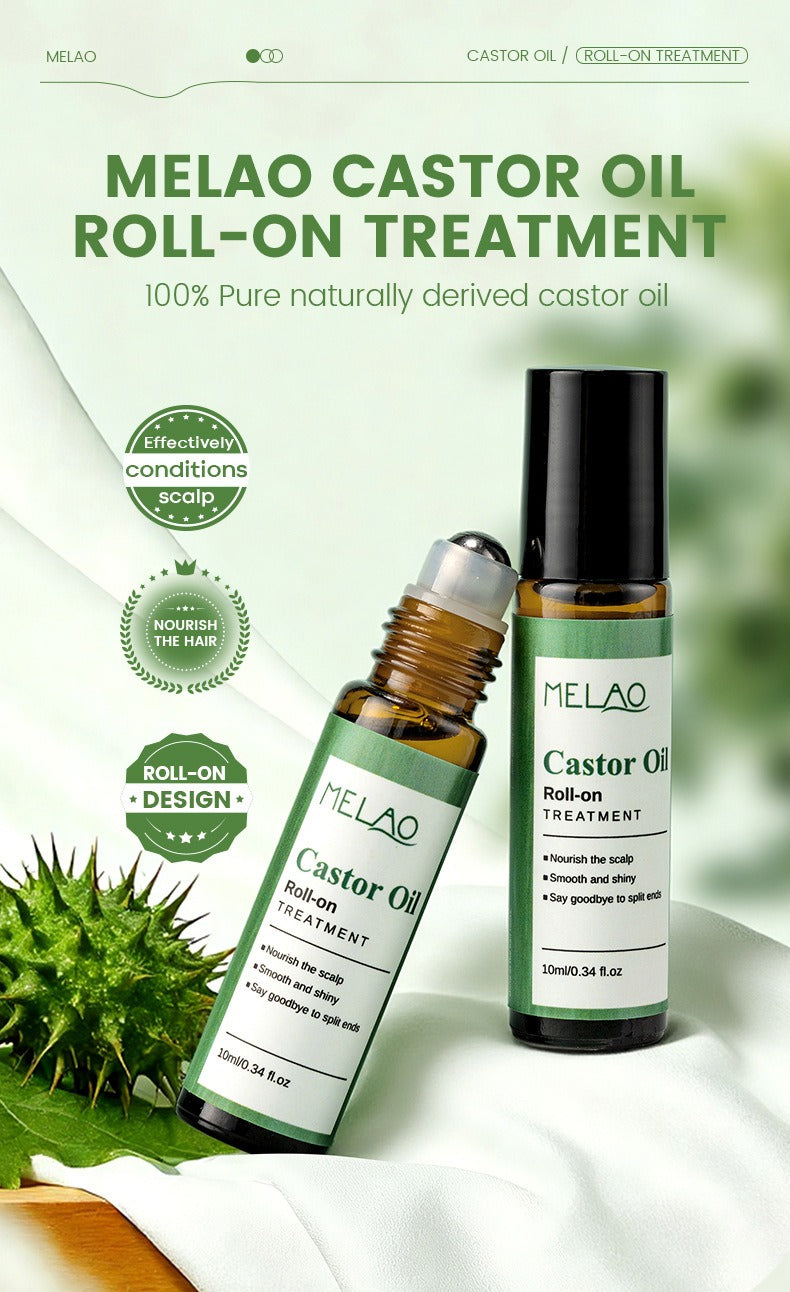 ✨ Castor Oil Roll-On Essential Oil — 10ml Scalp & Hair Care Serum 🌿💆‍♀️