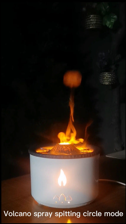 🌋🔥 Creative Volcano Aromatherapy Humidifier | Flame & Smoke Ring Mist Diffuser