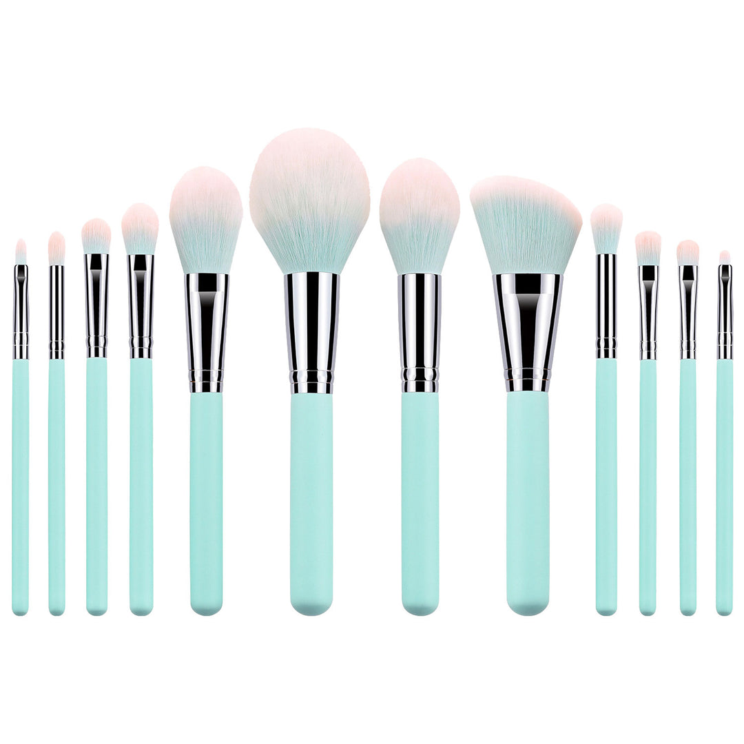 ✨ Light Blue Handle 12-Piece Makeup Brush Set — Soft Hair Beauty Tools 💄