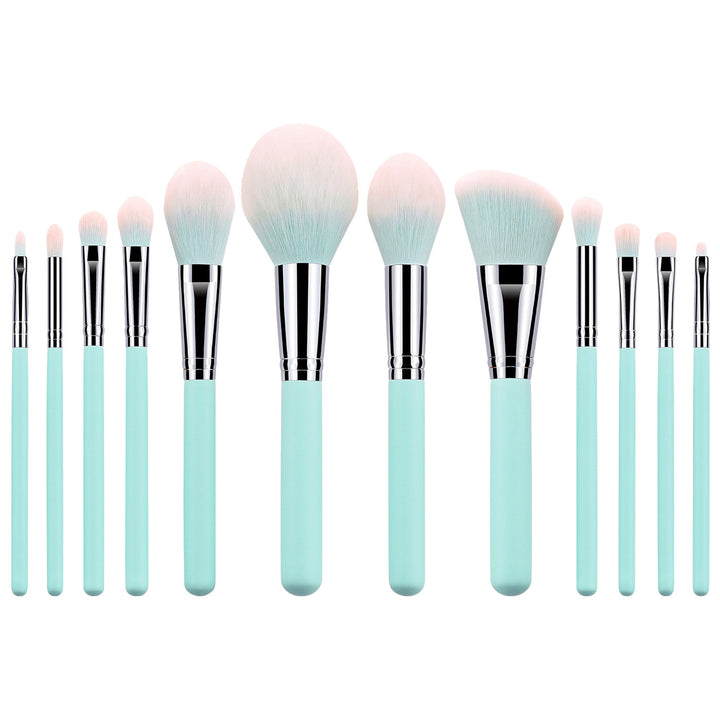 ✨ Light Blue Handle 12-Piece Makeup Brush Set — Soft Hair Beauty Tools 💄