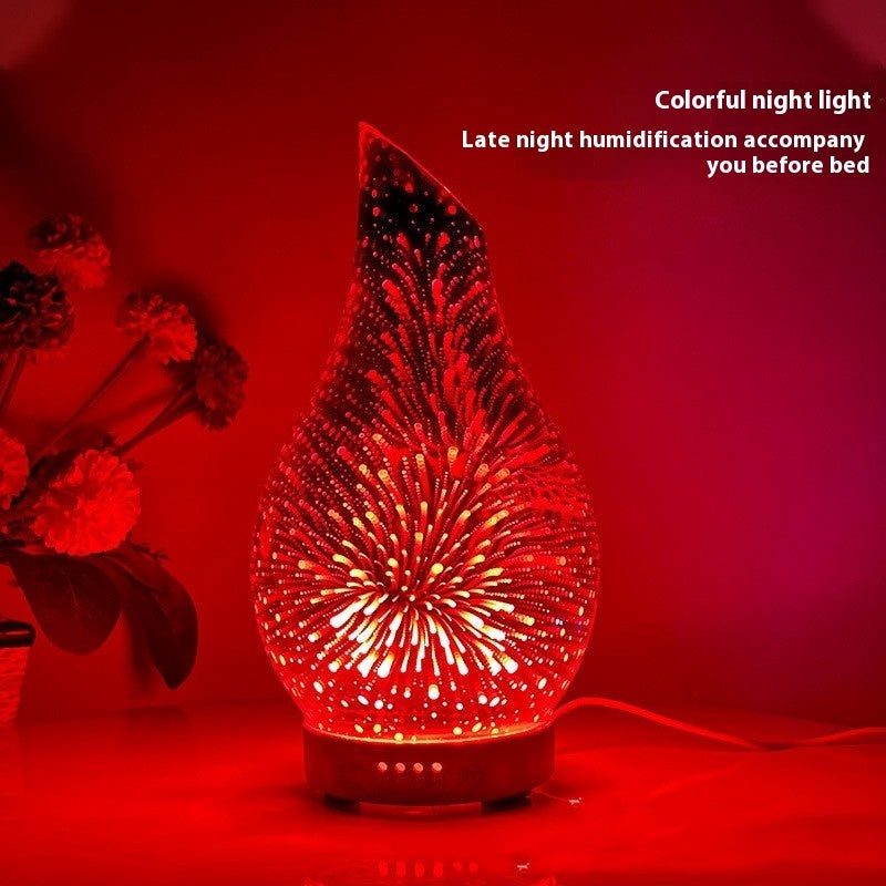 🌿💧 3D Glass Wood Grain Ultrasonic Humidifier | Cool Mist Aroma Diffuser ✨🏺