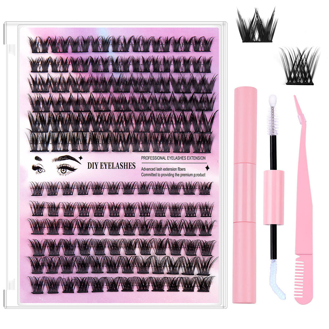 👁️✨ Segmented Hairy Fishtail Wheat Lazy Trilogy False Eyelashes – DIY Cluster Lash Kit