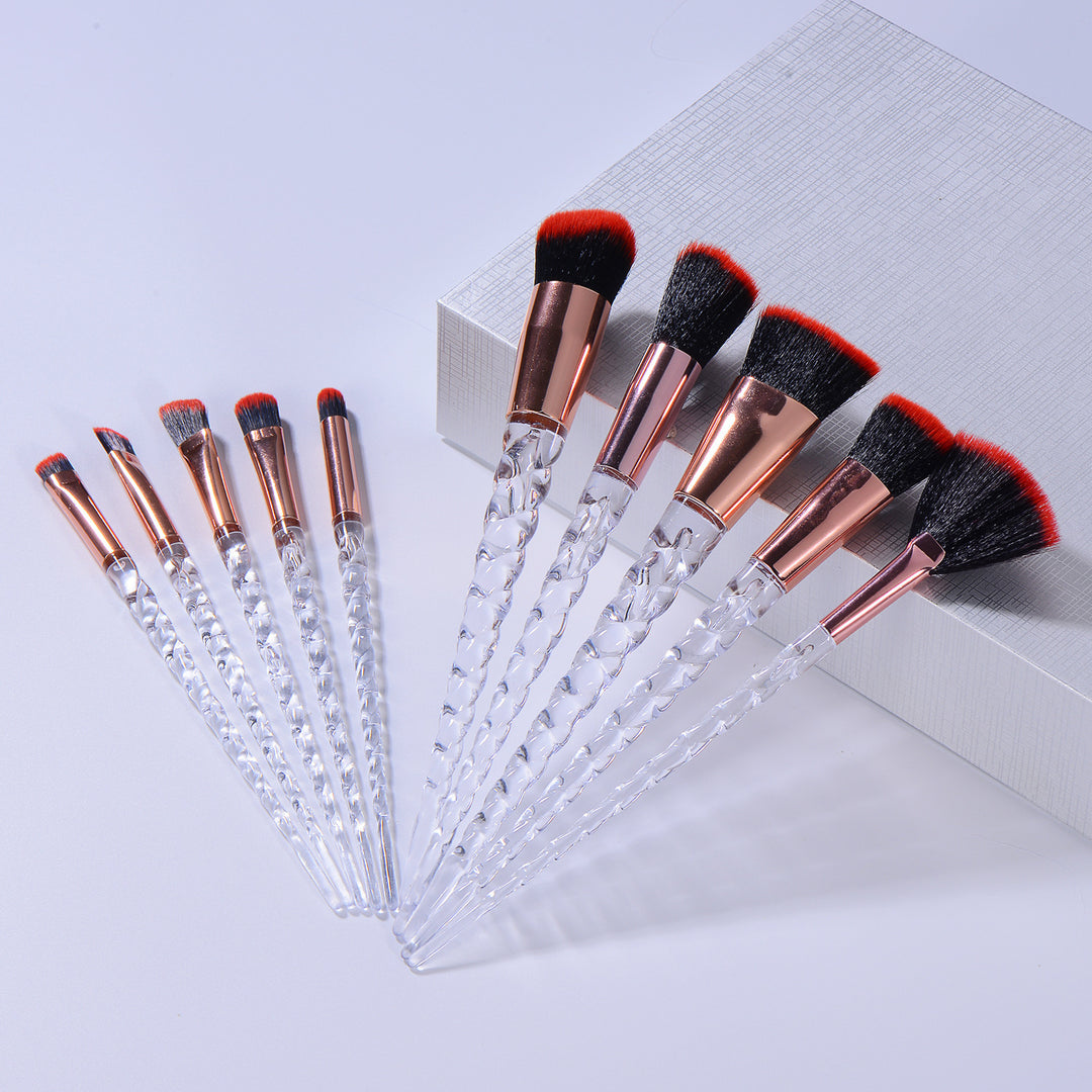 ✨ Nylon Spiral Unicorn Design Makeup Brush Set (10-Piece) 💄💎