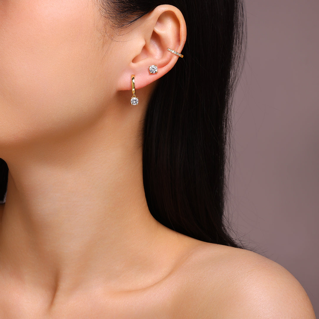 Luxury Minimalist Moissanite Earrings – Gold-Plated S925 Silver (0.1 Carat)