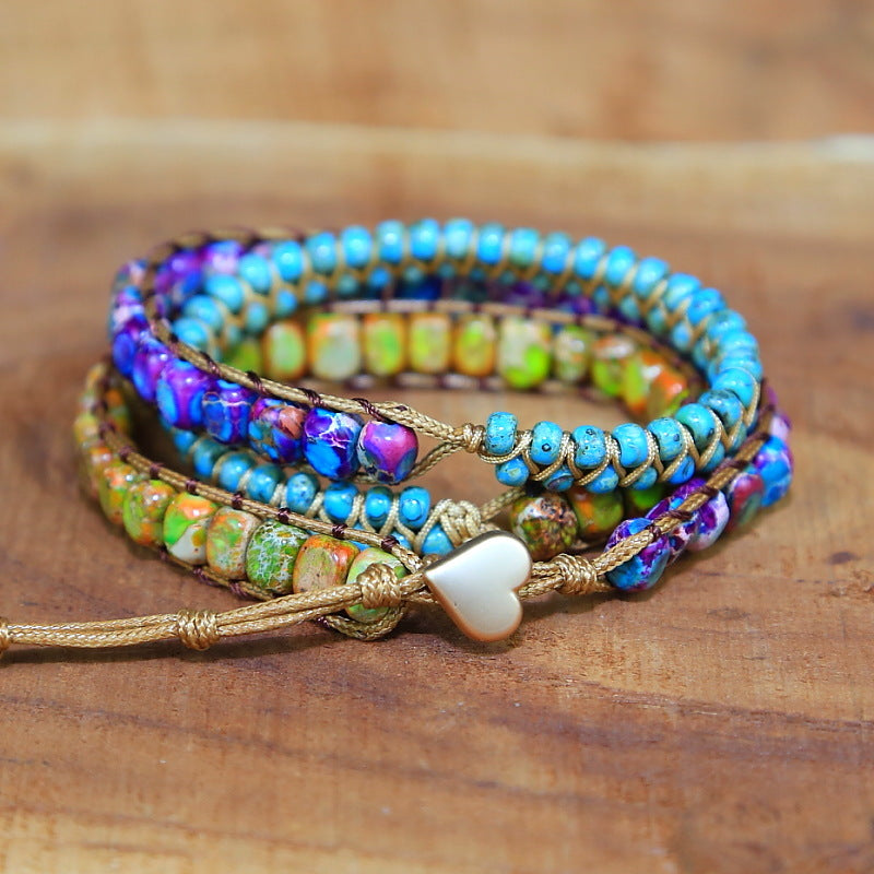 Retro Imperial Pine Multi-Layer Agate Bracelet – Unisex Style