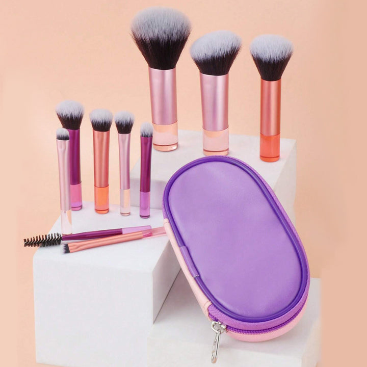 ✨ 8 Long Tube Makeup Brush Set — Multicolor Beauty Tools 💄🌈