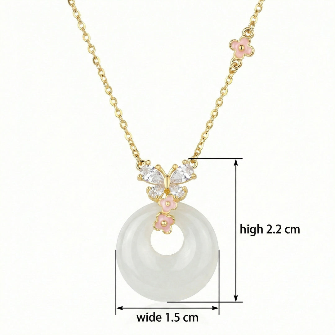 ✨ 925 Sterling Silver White Jade Butterfly Necklace
