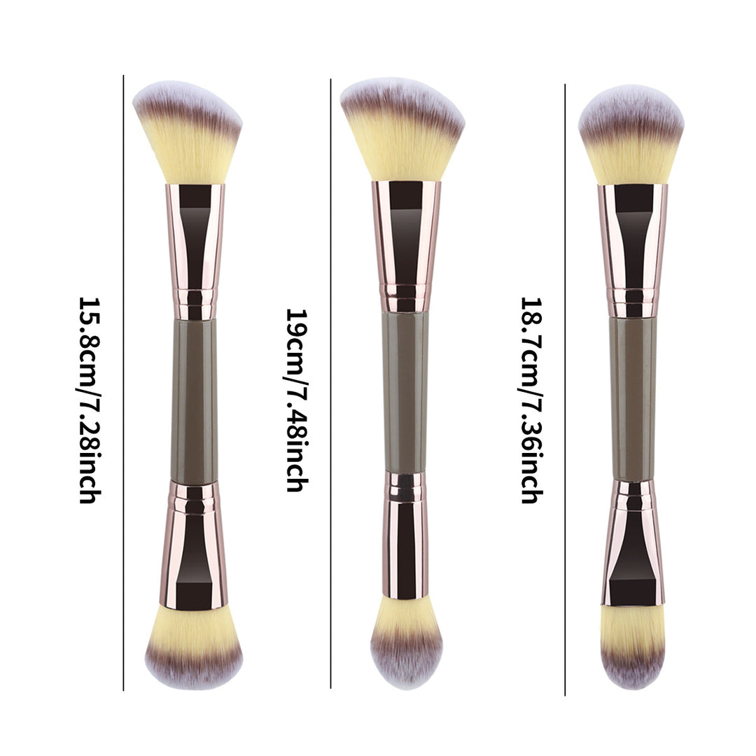 ✨ 3-Piece Double-Ended Makeup Brush Set — Soft Foundation & Shading Tools 💄