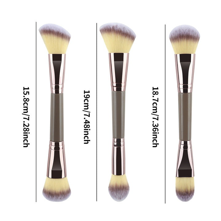✨ 3-Piece Double-Ended Makeup Brush Set — Soft Foundation & Shading Tools 💄