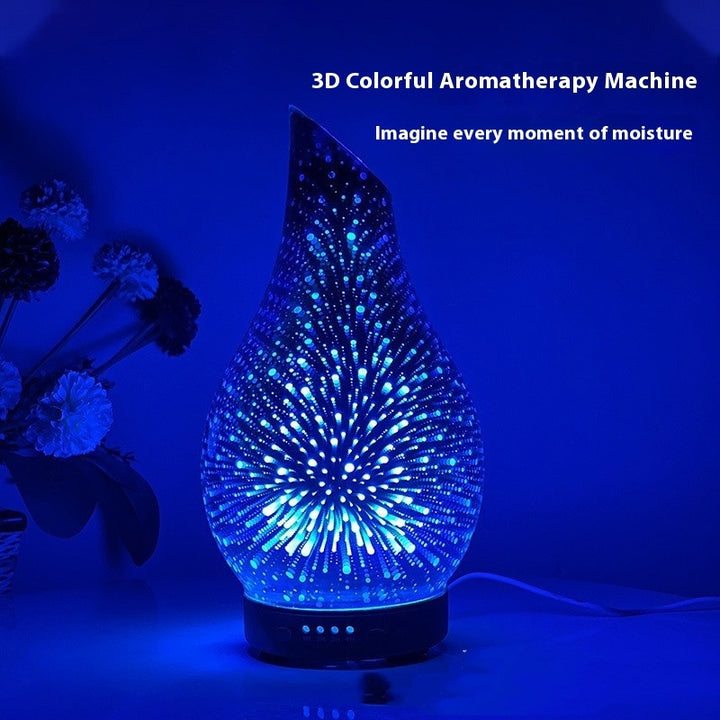 🌿💧 3D Glass Wood Grain Ultrasonic Humidifier | Cool Mist Aroma Diffuser ✨🏺