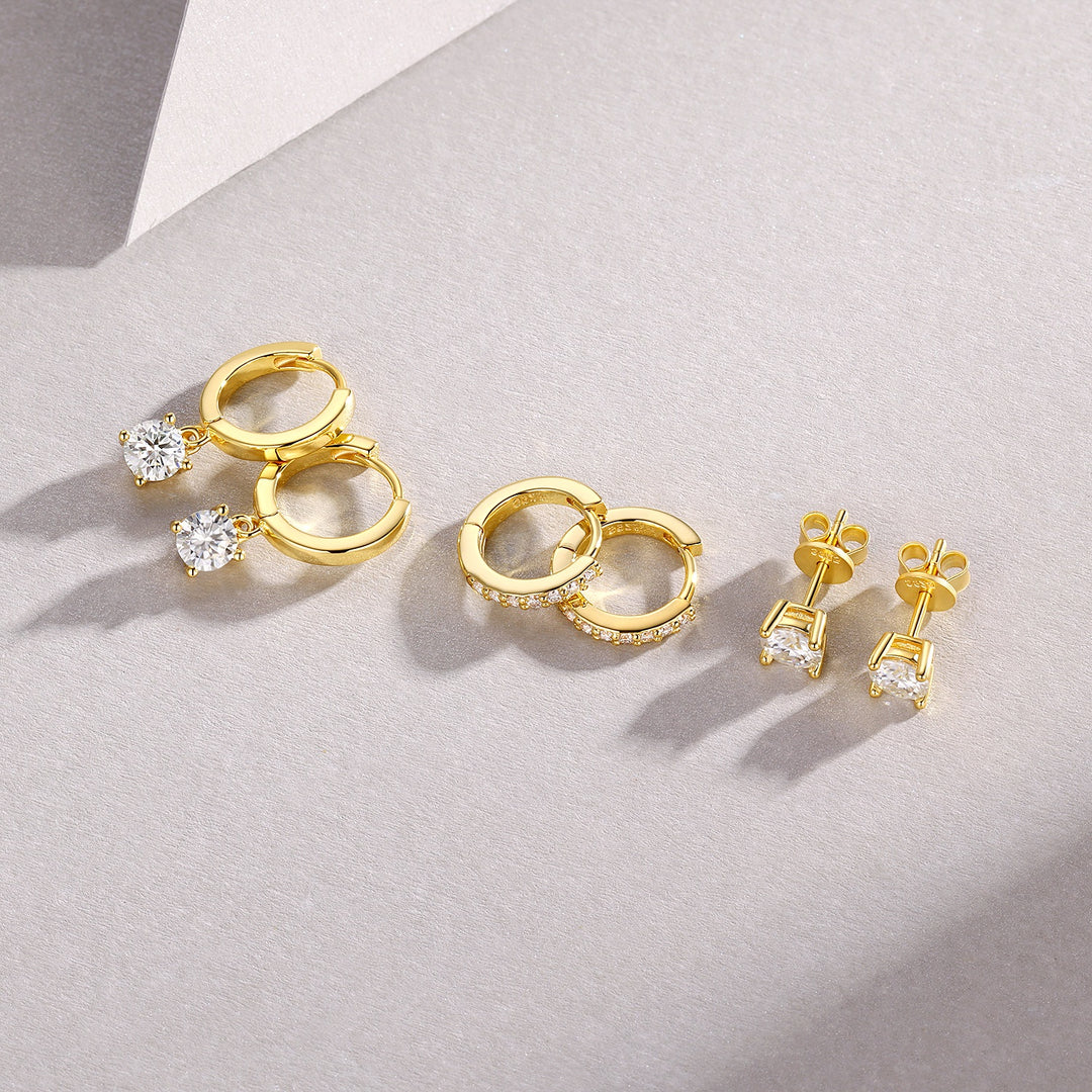 Luxury Minimalist Moissanite Earrings – Gold-Plated S925 Silver (0.1 Carat)