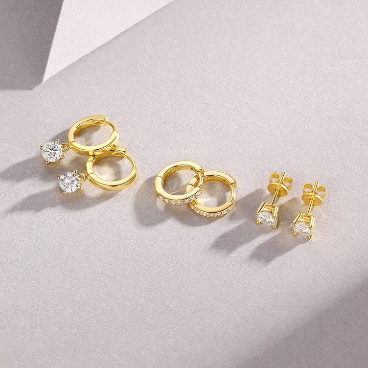 Luxury Minimalist Moissanite Earrings – Gold-Plated S925 Silver (0.1 Carat)