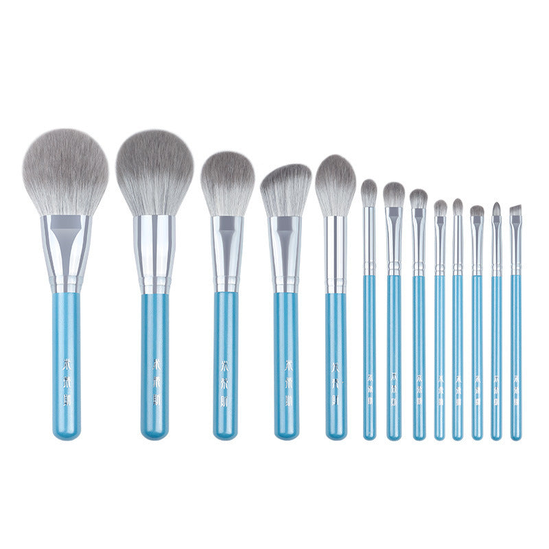 ✨ Simple Wooden Handle 13-Piece Makeup Brush Set 💄