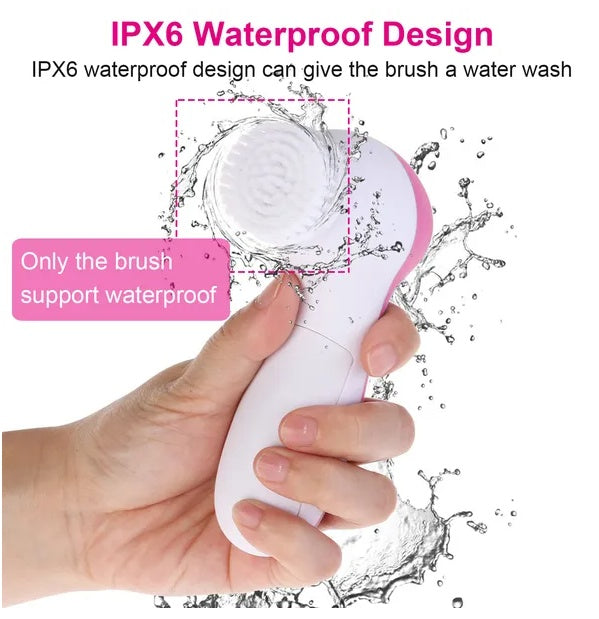 🧼💖 Waterproof Facial Cleansing Brush | 5-in-1 Spin Cleaning System