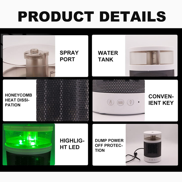 🔥💧 3-in-1 Space Heater | Fast Heating + Humidifier + Night Light 🌈