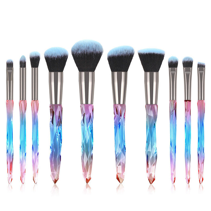 ✨ 10 Crystal Diamond Makeup Brush Set — Luxury Handle Beauty Tools 💄💎