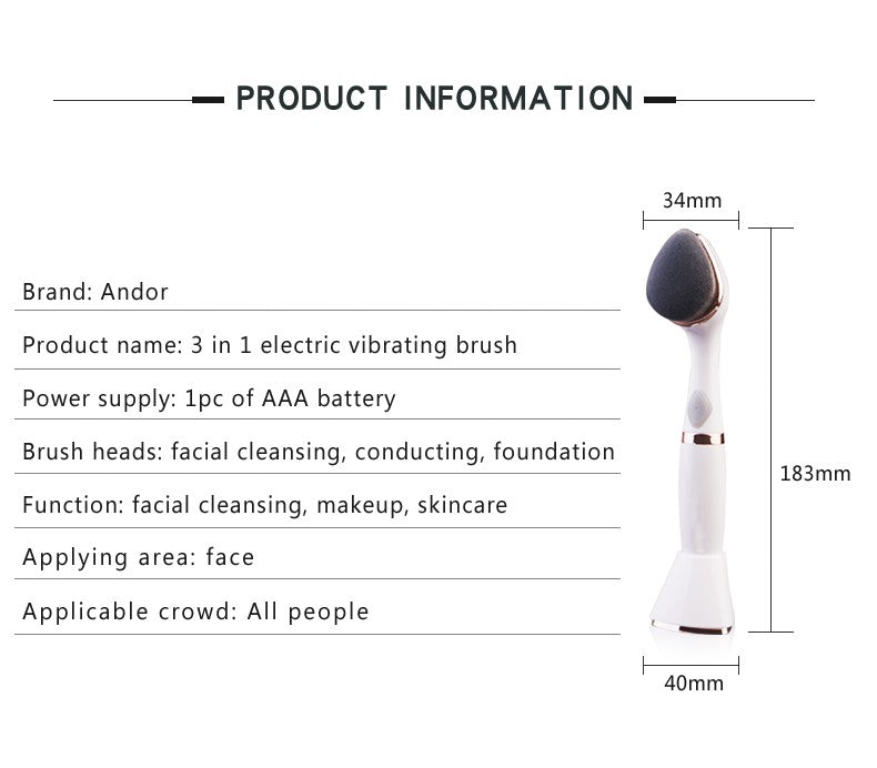 💖🧼 Three-in-One Multifunctional Face Wash Brush | Electric Facial Cleansing & Makeup Care Device