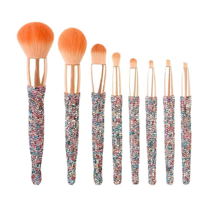 ✨ Light Luxury Diamond-Embedded Makeup Brush Set — 8-Piece Beauty Tools Kit 💄💎