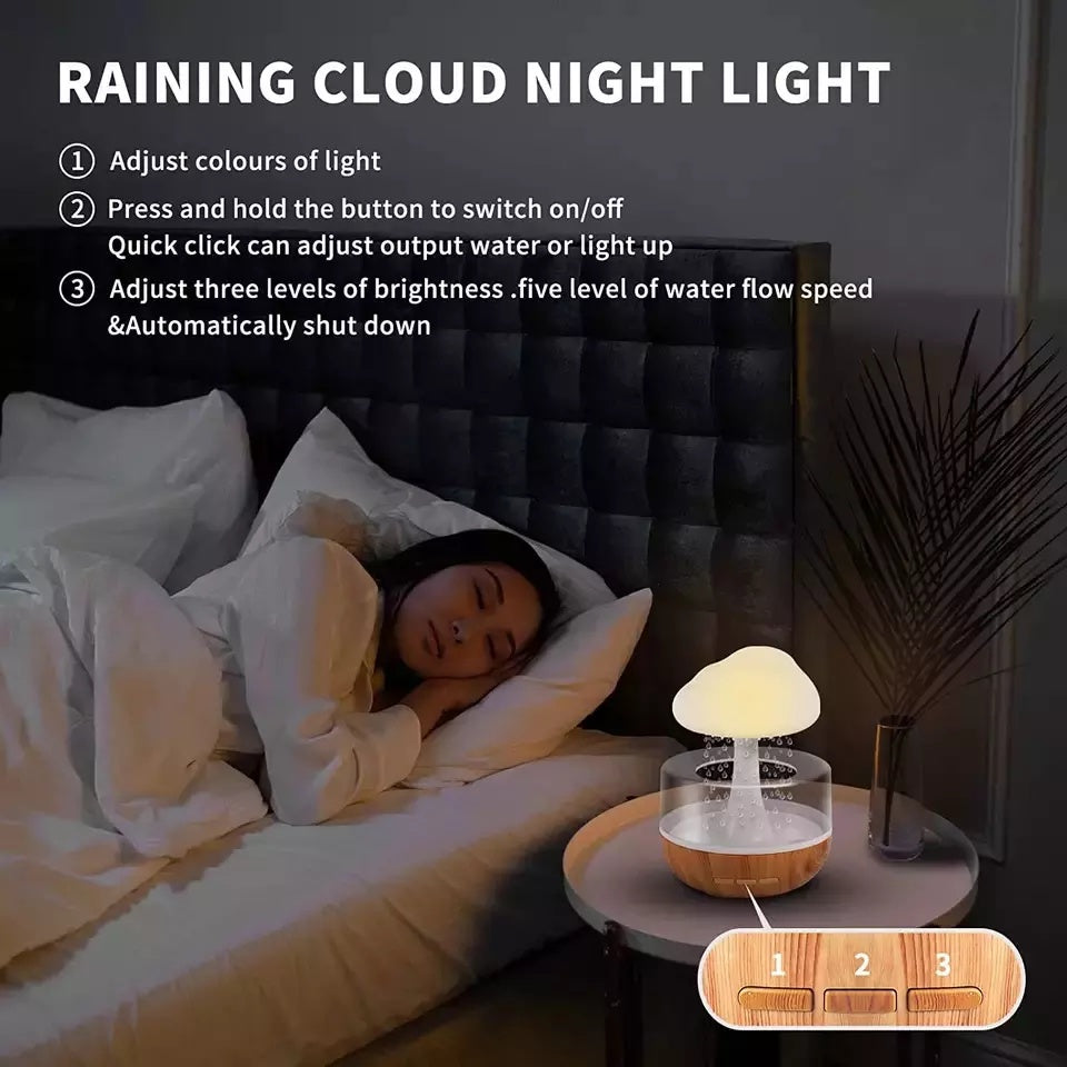 ☁️💧 Rain Cloud Humidifier | Colorful Water Drop Aroma Diffuser ✨