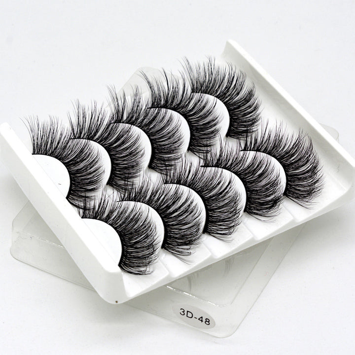 👁️✨ Hand-Made Thick & Long Natural False Eyelashes – 3D Fiber Lash Set (5 Pairs)