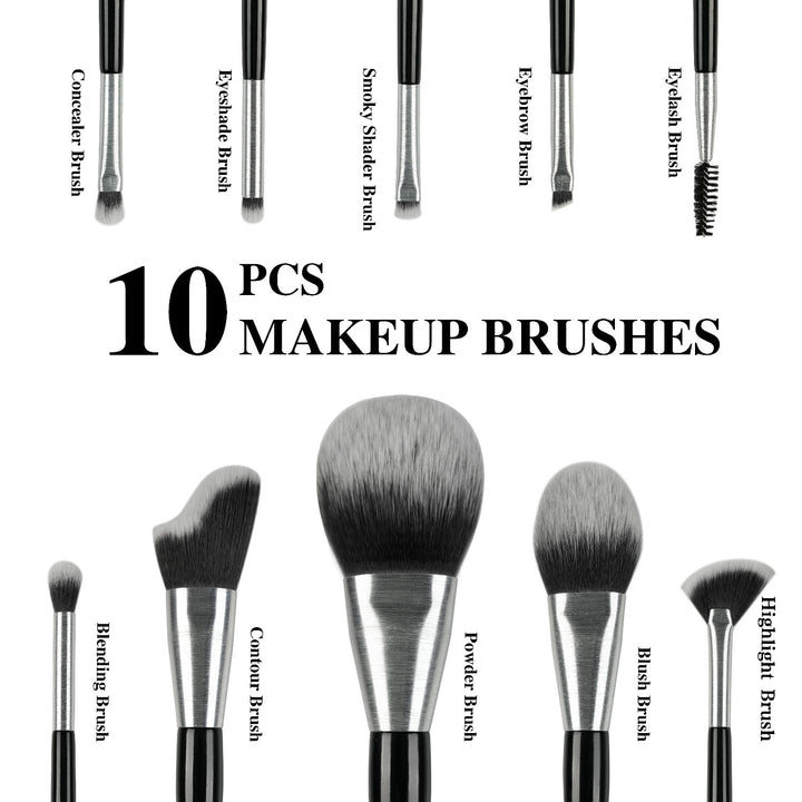 ✨ 10-Piece Professional Makeup Brush Set — New Design Brushed Tube 💄