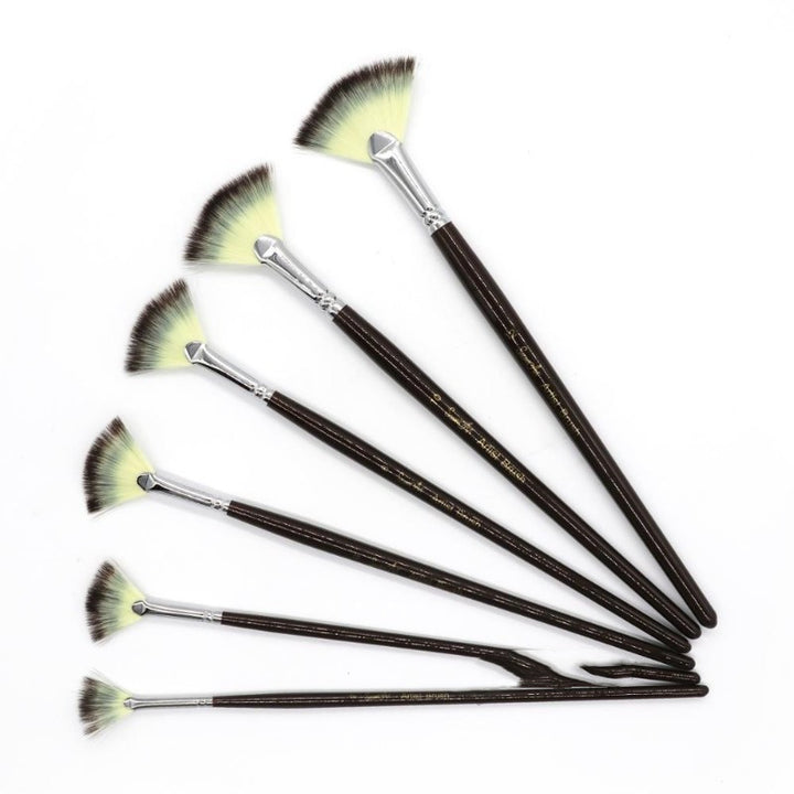 ✨ 6-Piece Fan-Shaped Nylon Brush Set — Gouache & Watercolor Style 🎨💄