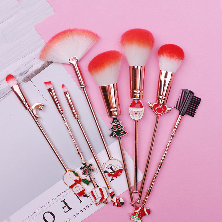 ✨ Christmas Moose Makeup Brush Set — Soft Fiber Beauty Tools 🎄🦌💄