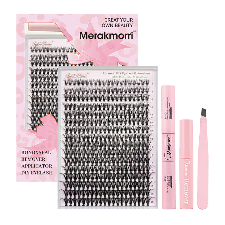 👁️✨ Eyelash Extension Kit Four-Piece Set – Single Cluster Natural Lash Box