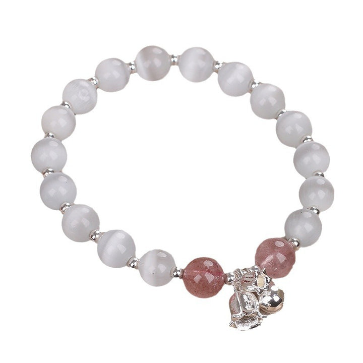 Natural Opal Strawberry Quartz Beaded Bracelet – Ethnic Style for Women