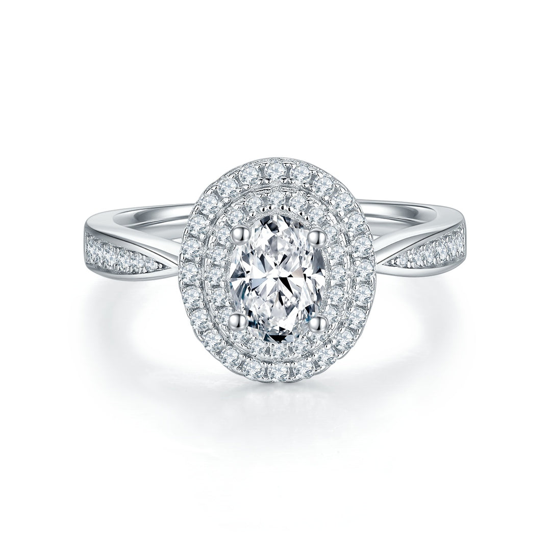 💍 Egg-Shaped Moissanite Ring – Platinum-Plated S925 Silver (5×7 mm, Sizes 5–9) 💍