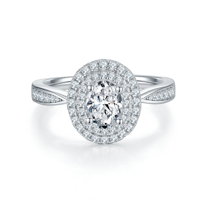 💍 Egg-Shaped Moissanite Ring – Platinum-Plated S925 Silver (5×7 mm, Sizes 5–9) 💍
