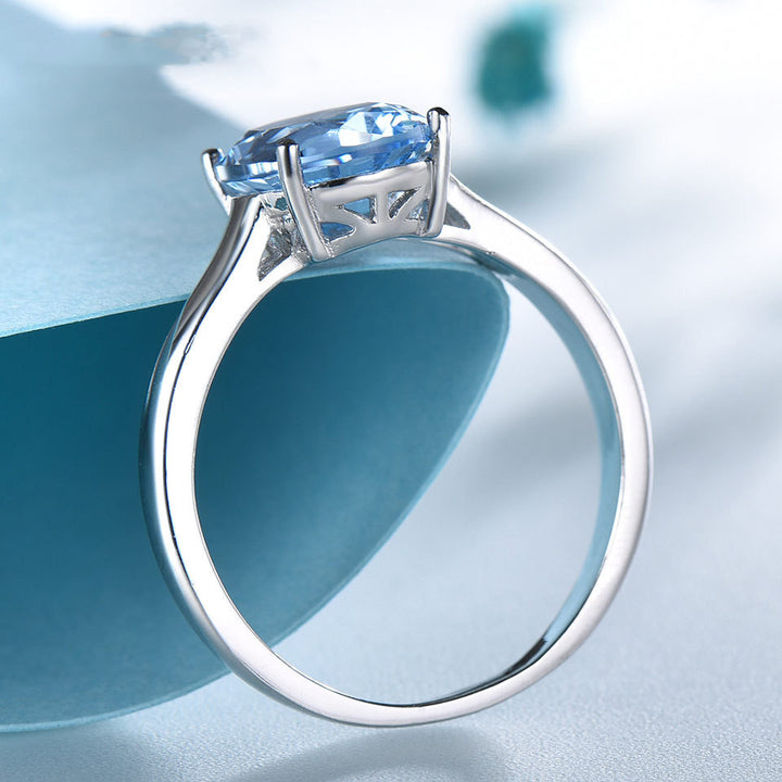 S925 Sterling Silver Blue Topaz Ring – Romantic Elegant Women’s Jewelry