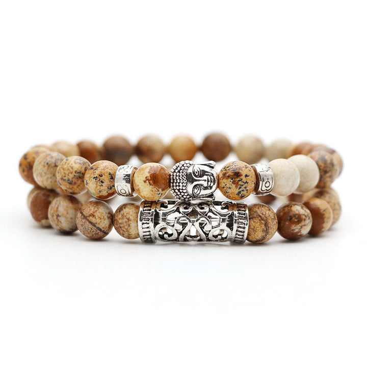 Volcanic Stone & Tiger Eye Bracelet Set