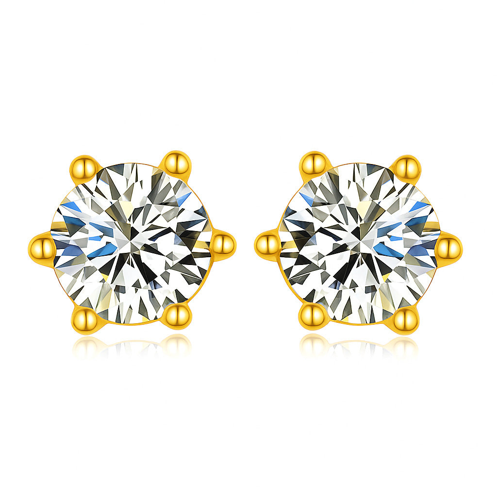 ✨ S925 Sterling Silver Six-Prong Moissanite Stud Earrings – Minimalist Modern Design ✨