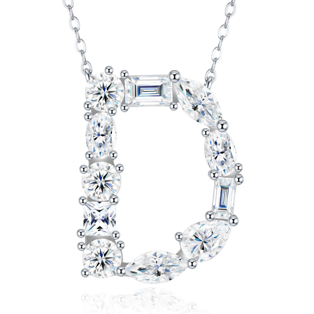 26-Letter D Moissanite Pendant Necklace – Gold-Plated S925 Silver