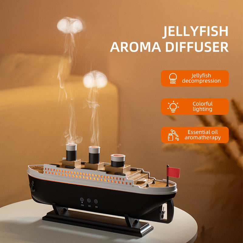 🚢💧 Steamship Diffuser | LED Humidifier with 7-Color Lights & Remote ✨